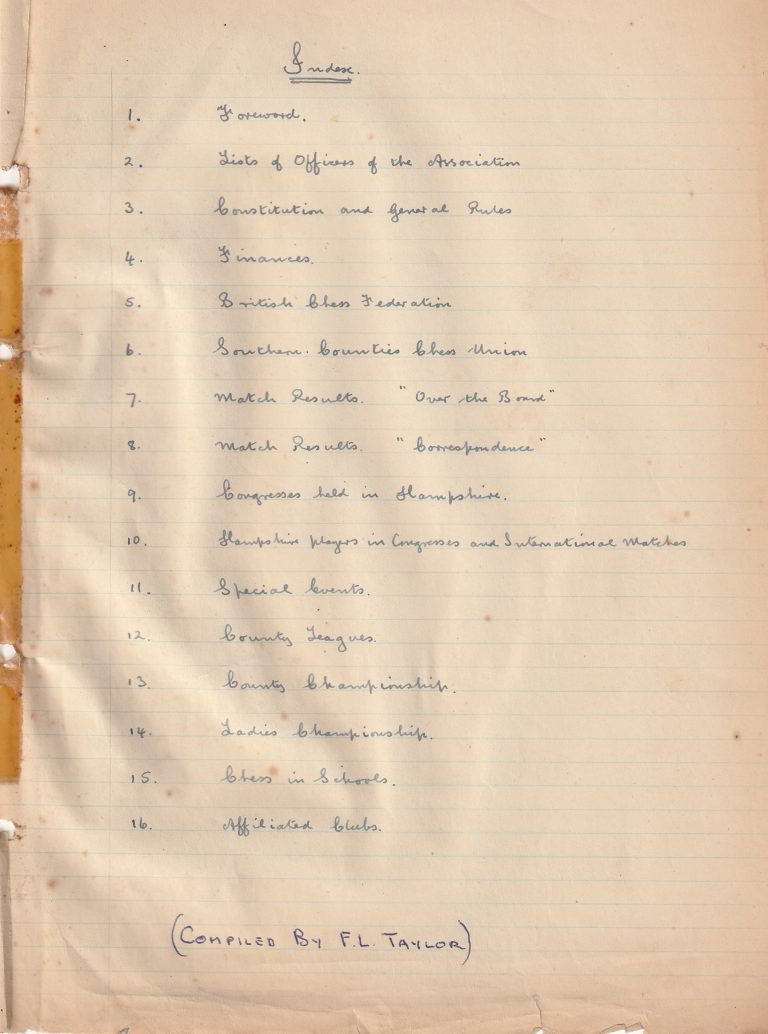 Hampshire Chess history 1944 Index