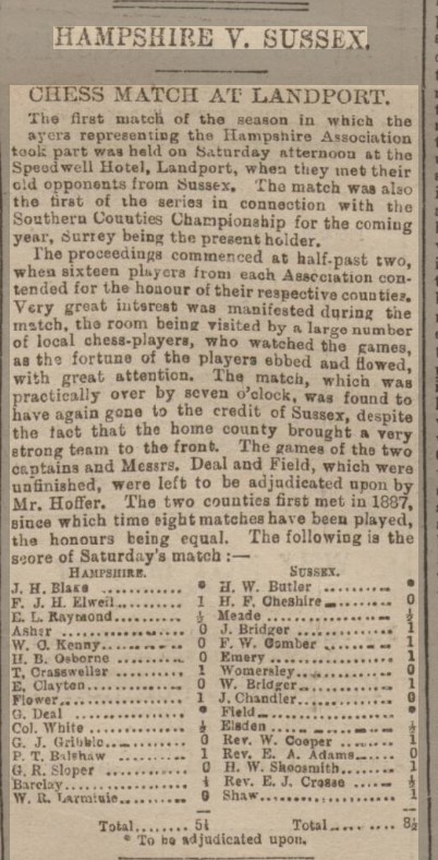 Hampshire v Sussex 3 Nov 1894 - Portsmouth Evening News