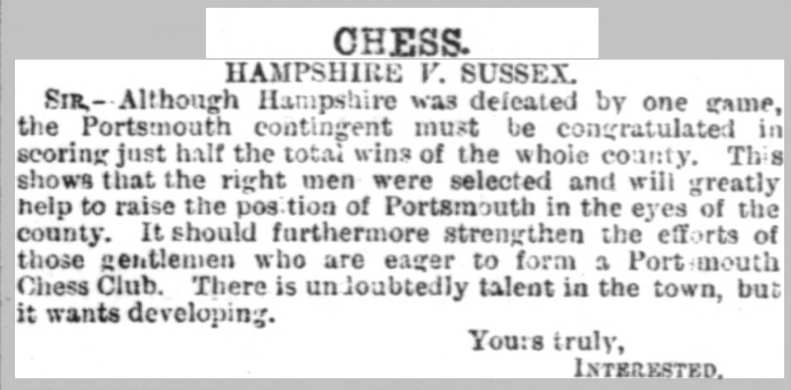 Hants Sussex 1889 Portsmouth Evening News