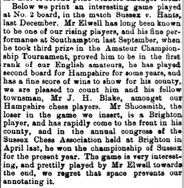 Elwell Shoosmith - Isle of Wight Observer - 4 June 1898