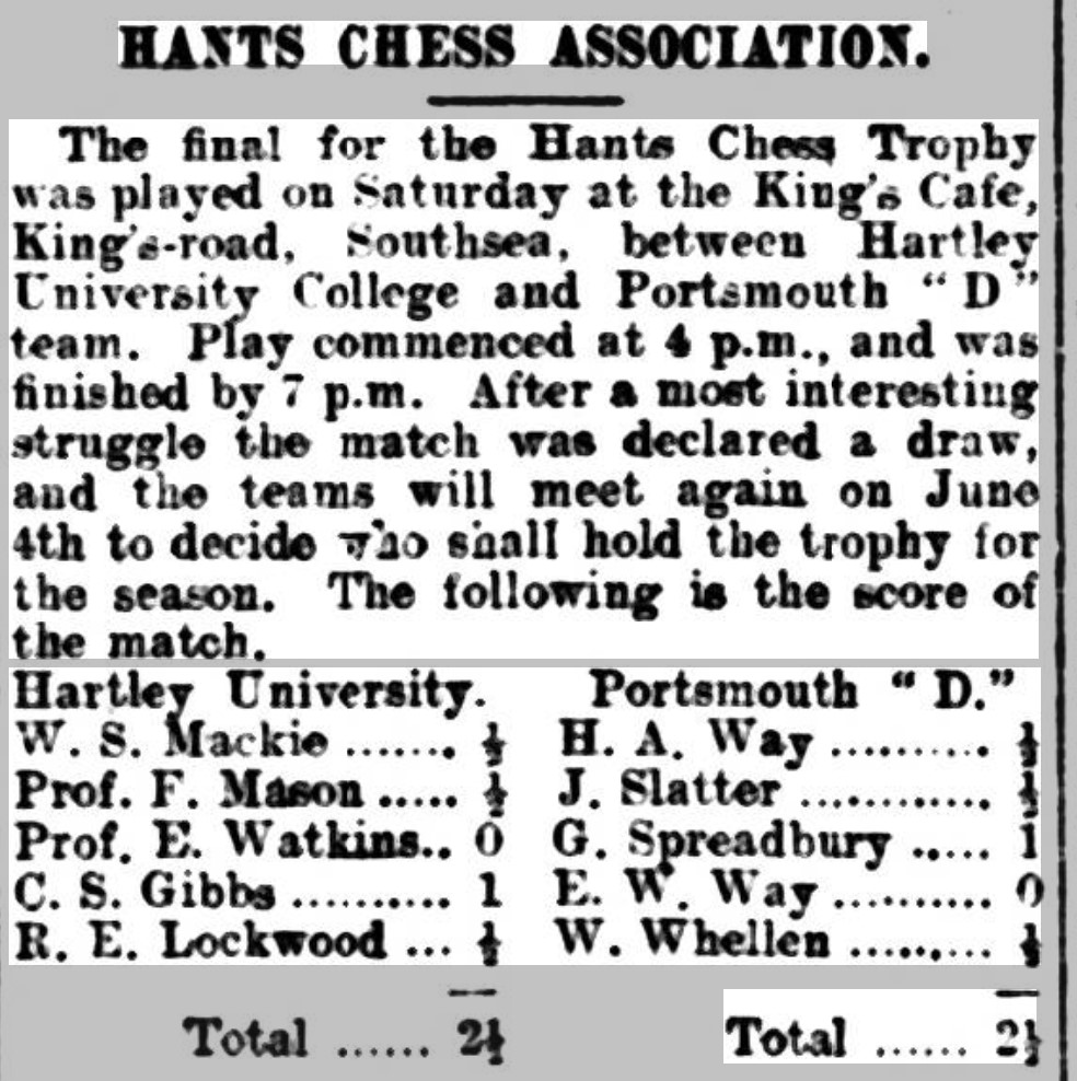 Hampshire League Final 1913 - Hampshire Telegraph - Friday 30 May 1913