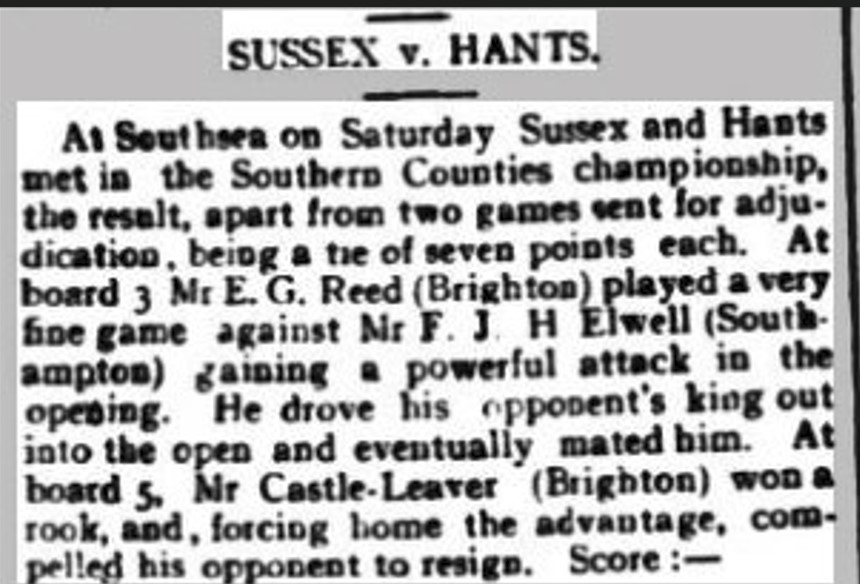 Hants vs Sussex West Sussex County Times - 4 Nov 1911