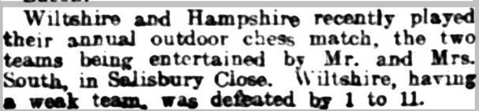 Hampshire County Matches 1912 / 13 - Hampshire Chess History