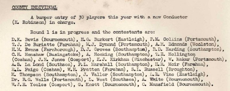 1961 1962 HCA Individual Entrants