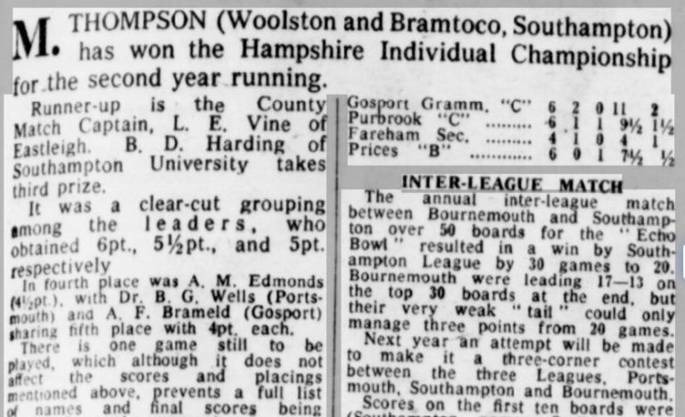 1961 Hampshire Championship Final Position - Portsmouth Evening News